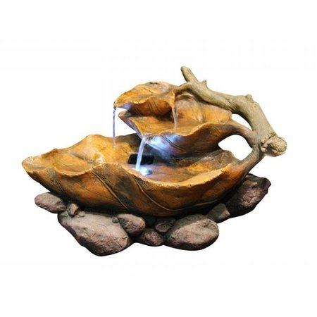 ALPINE CORP Alpine Corp. WIN622 Tabletop Leaf Fountain with White LED Lights WIN622